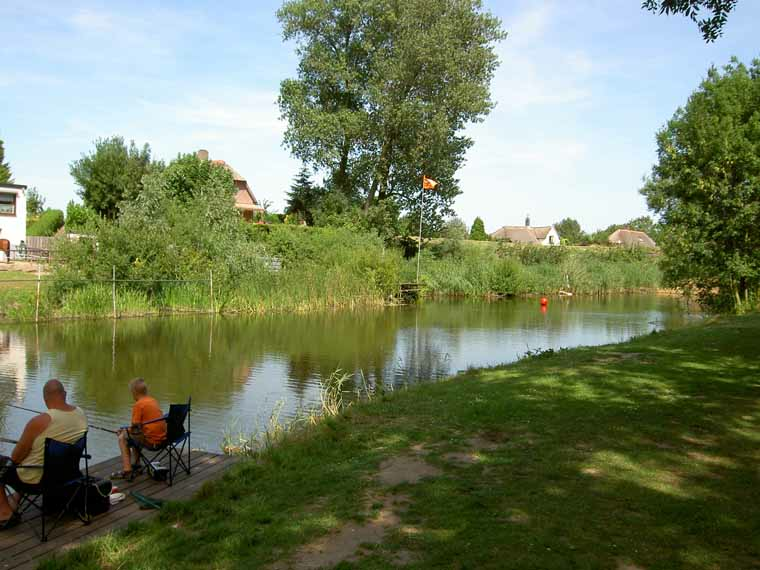 Mensen vissen in de rivier