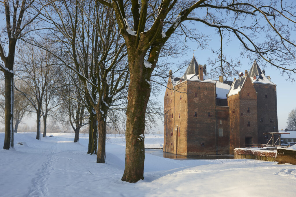 slot Loevestein in de sneeuw